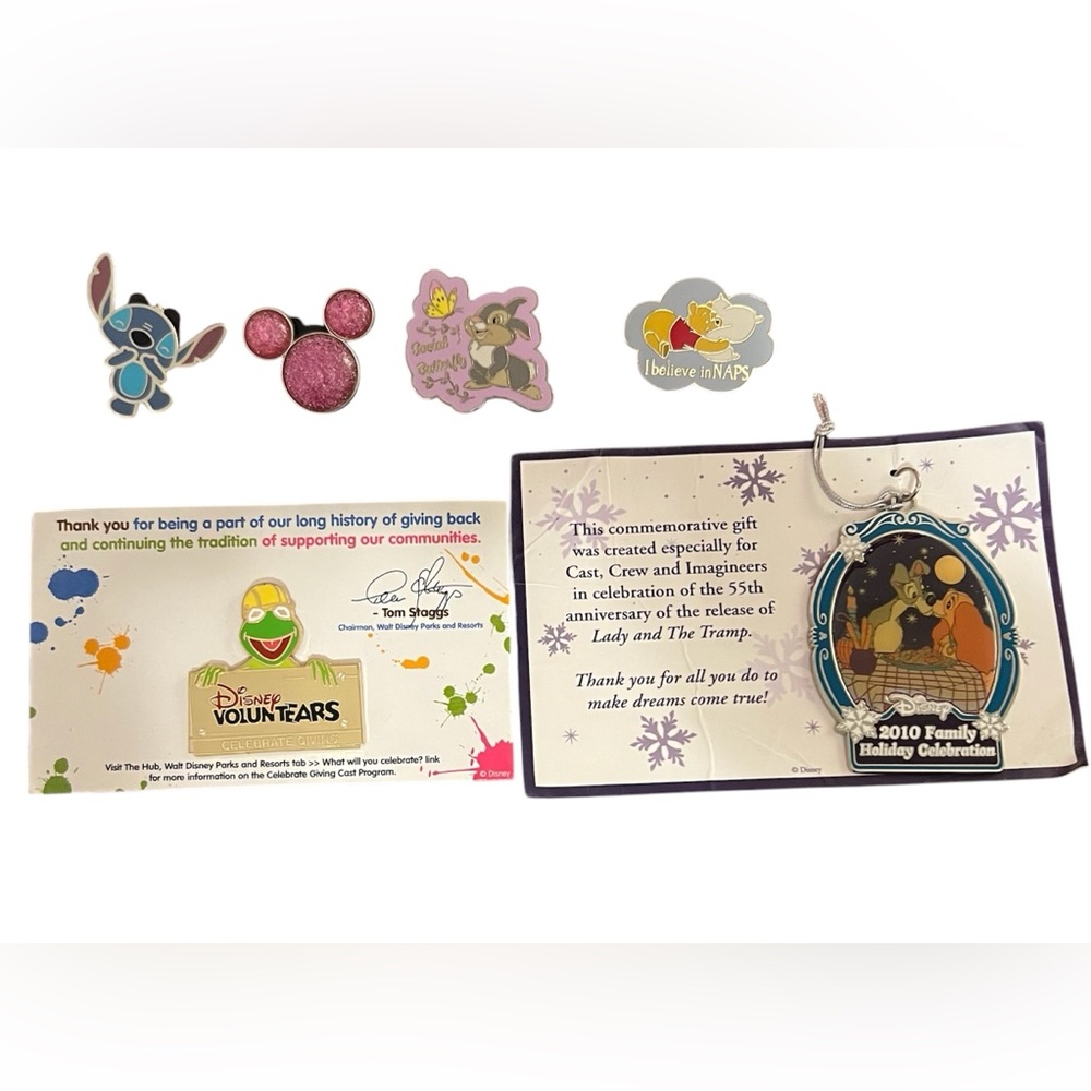 Disney Lot Of 5 Trading Pins And 1 Ornament